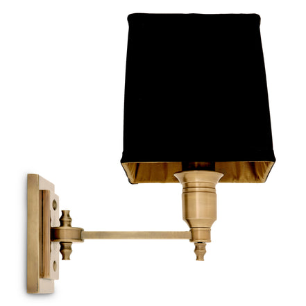 Aplică simplă Lexington, finisaj alamă antichizată, cu abajur negru