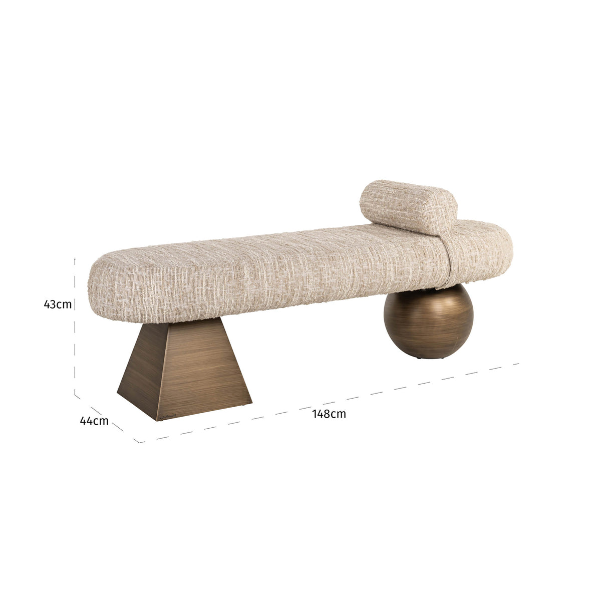 Băncuță Alexander Jones, angora bej (Geneva) – desen tehnic cu dimensiuni