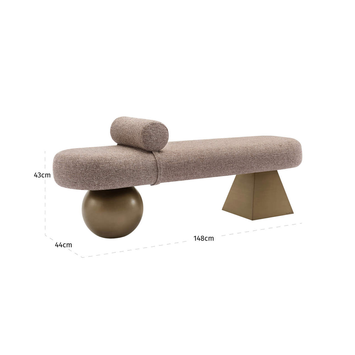 Băncuță Alexander Jones, tweed maro, ignifug (Geneva) – desen tehnic cu dimensiuni
