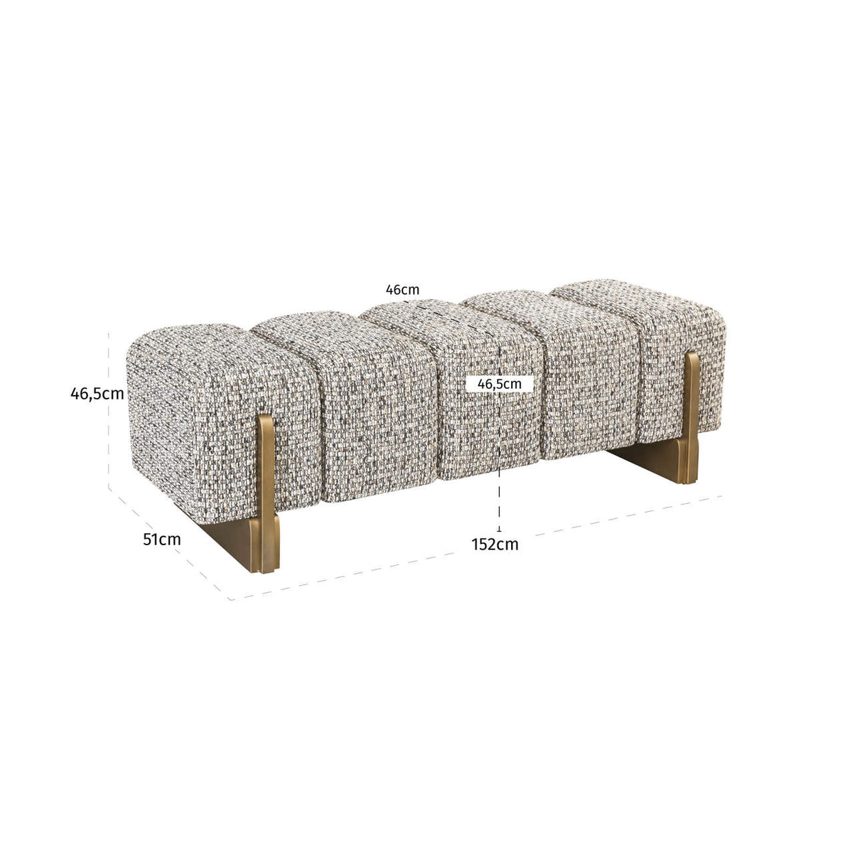 Băncuță Caleo, cobblestone – desen tehnic cu dimensiuni