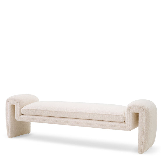 Băncuță Tondo L, bouclé crem