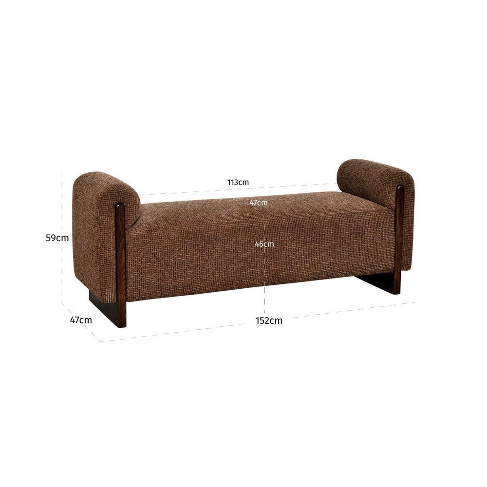 Băncuță Winslov, blockweave maro, ignifug – desen tehnic cu dimensiuni