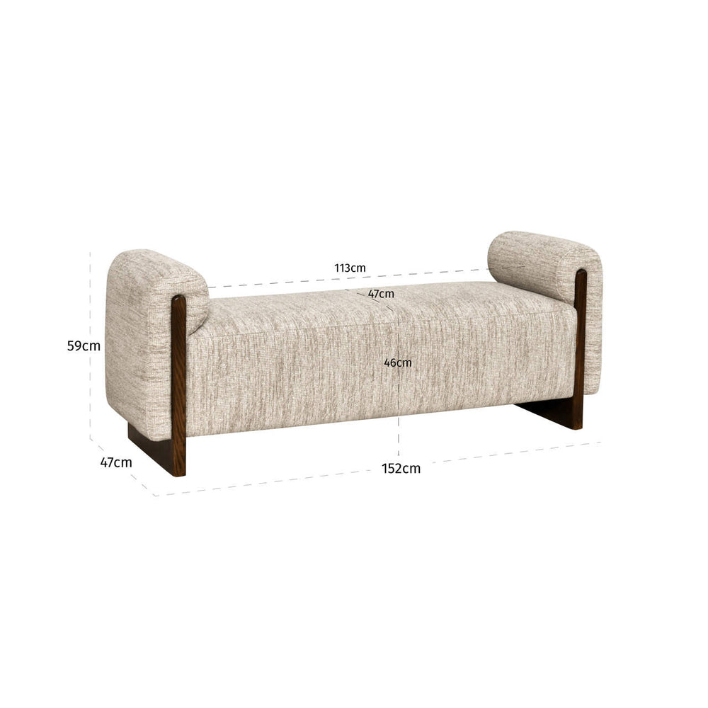 Băncuță Winslov, softweave natural, ignifug – desen tehnic cu dimensiuni