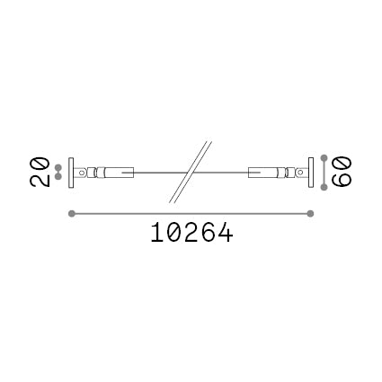 Bandă flexibilă Tesi 20 mm 10 m, negru – desen tehnic cu dimensiuni