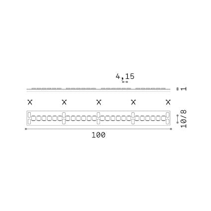 Bandă LED 240 SMD 10W/m 4000K CRI90 IP20 – desen tehnic cu dimensiuni