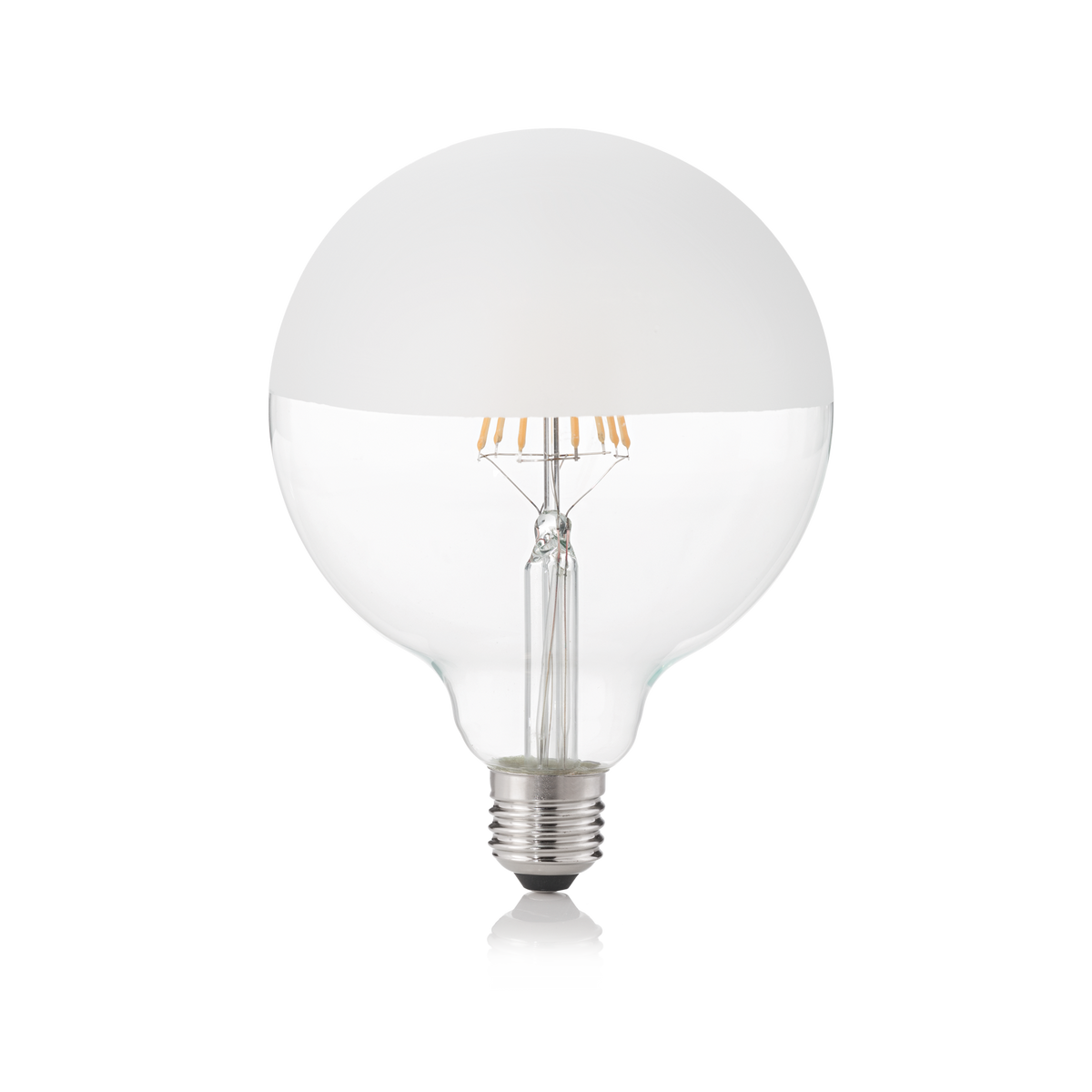 Bec LED E27 sferic D125 8W 3000K CRI80, satinat pe jumătate