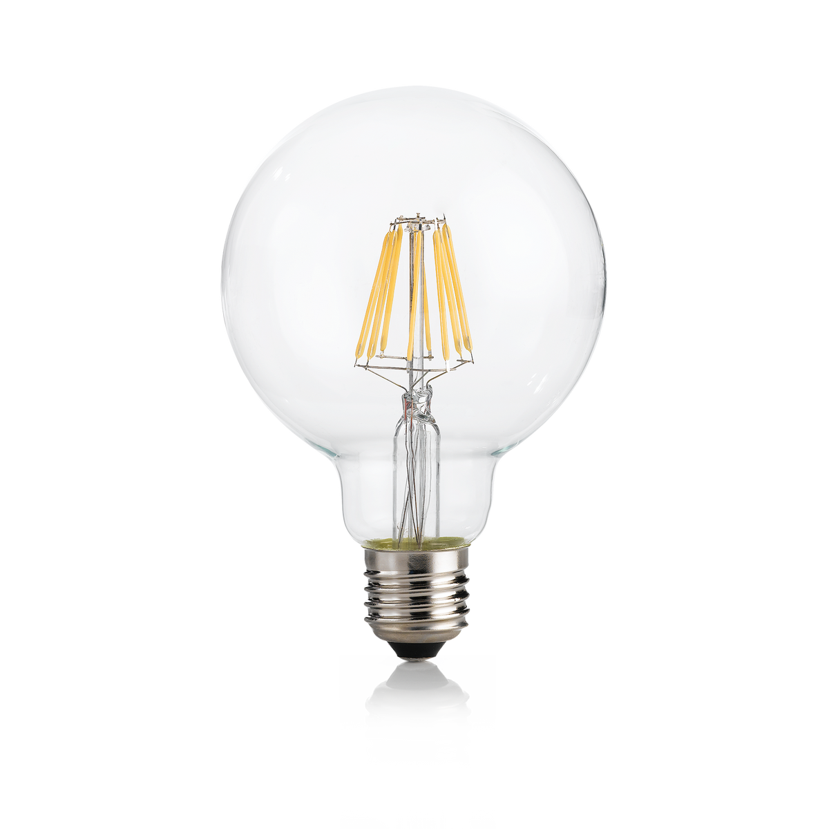 Bec LED E27 sferic D95 8W 3000K CRI80 dimabil, transparent