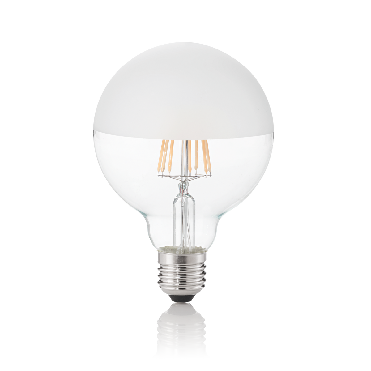Bec LED E27 sferic D95 8W 3000K CRI80, satinat pe jumătate
