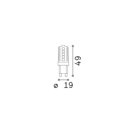 Bec LED G9 3.0W 3000K CRI80 dimabil – desen tehnic cu dimensiuni
