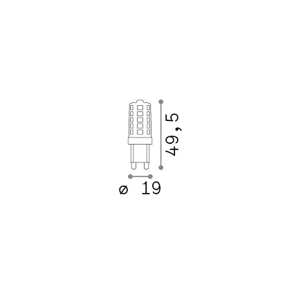 Bec LED G9 3.5W 4000K CRI80 dimabil – desen tehnic cu dimensiuni