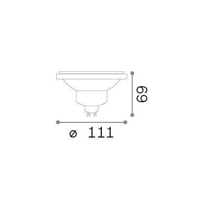 Bec LED GU10 10W 720Lm 3000K CRI80 dimabil – desen tehnic cu dimensiuni
