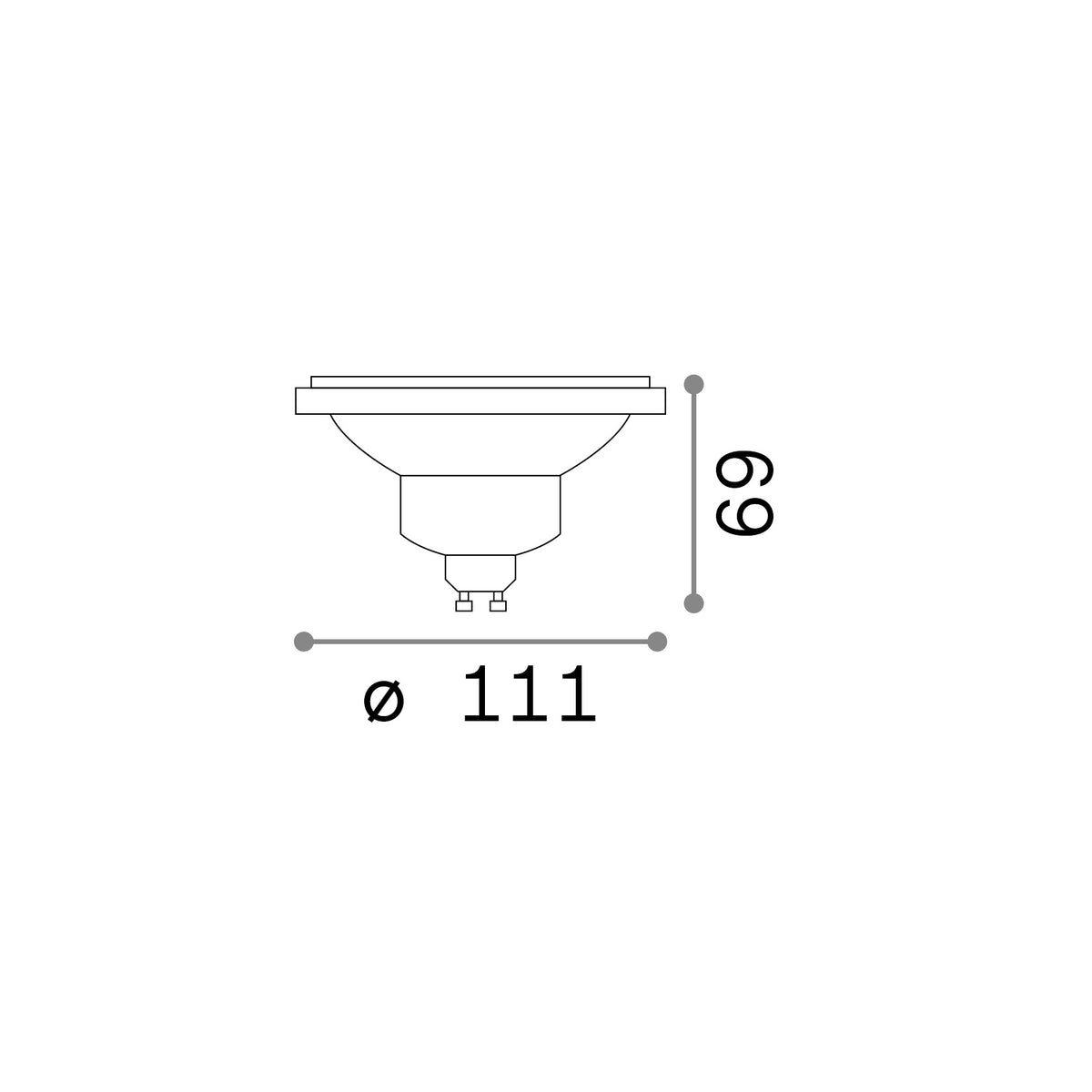 Bec LED GU10 10W 780Lm 4000K CRI80 – desen tehnic cu dimensiuni