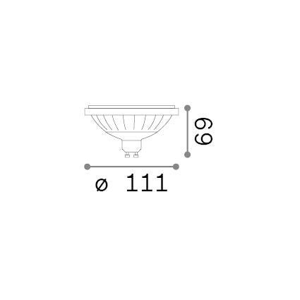 Bec LED GU10 12W 1050Lm 2700K CRI90 – desen tehnic cu dimensiuni