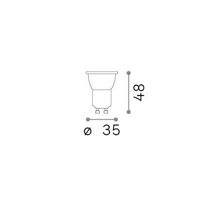 Bec LED GU10 4W 250Lm 3000K CRI90 dimabil – desen tehnic cu dimensiuni