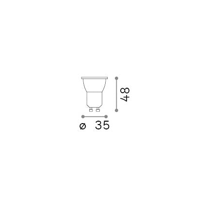 Bec LED GU10 4W 280Lm 3000K CRI90 – desen tehnic cu dimensiuni