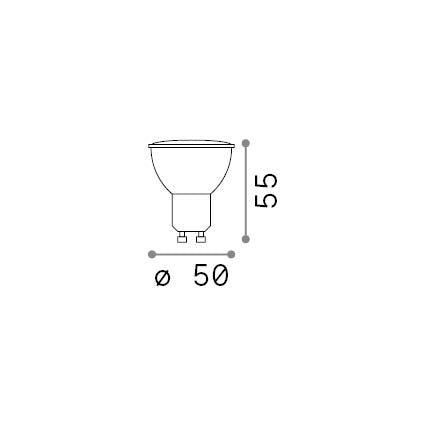 Bec LED GU10 5W 410Lm 3000K CRI90 – desen tehnic cu dimensiuni
