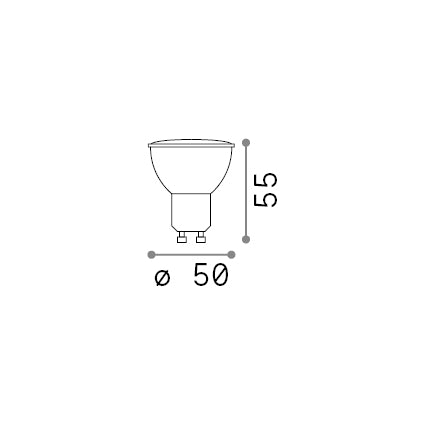 Bec LED GU10 7W 600Lm 2700K CRI95 – desen tehnic cu dimensiuni