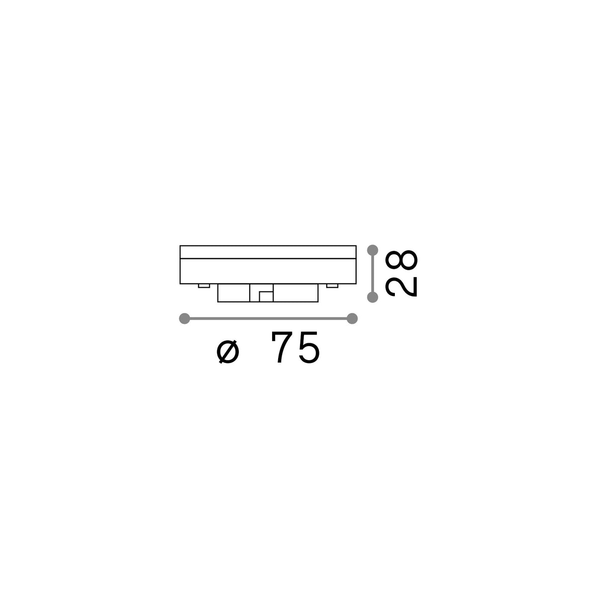 Bec LED GX53 7W 3000K CRI80 – desen tehnic cu dimensiuni