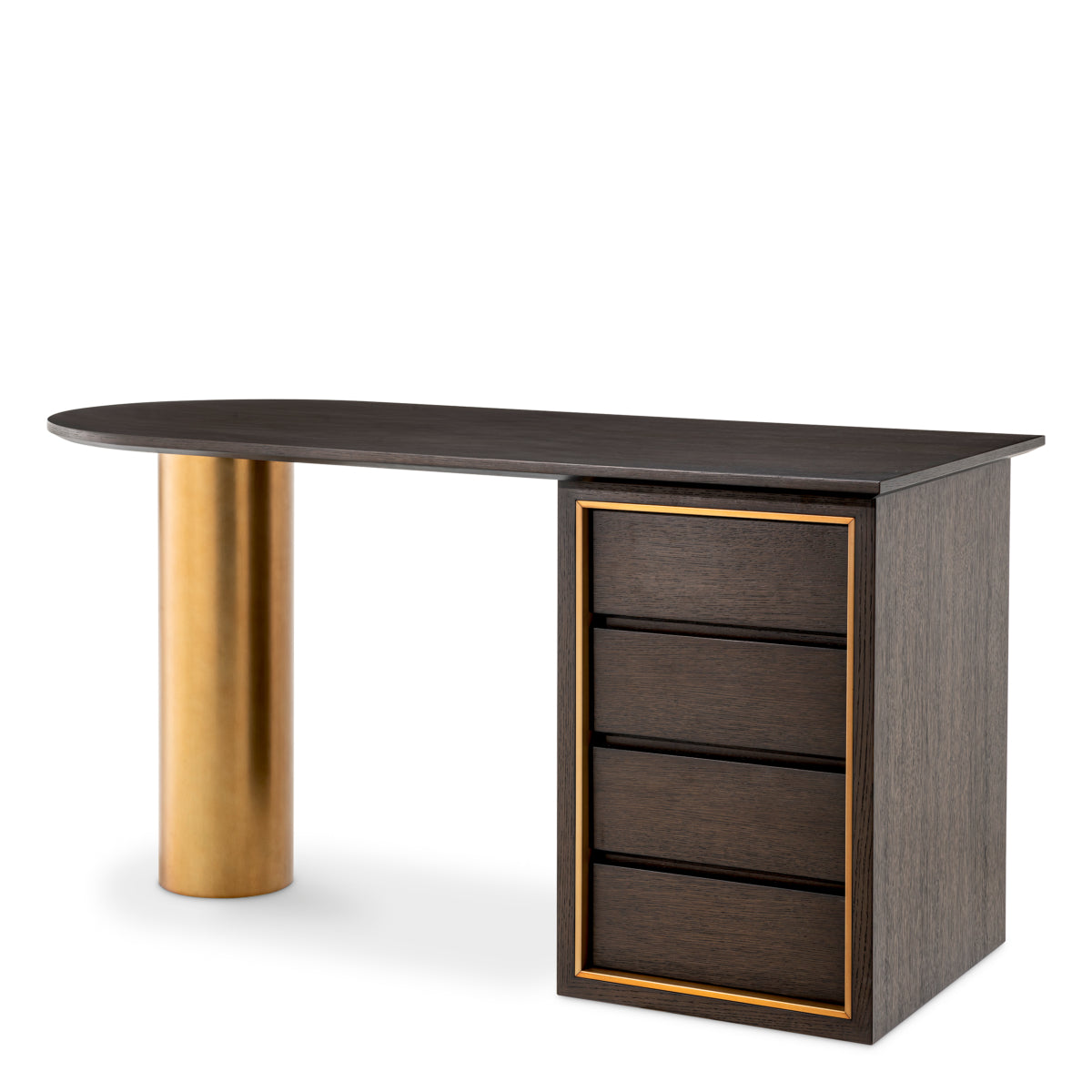 Birou Del Rio, furnir de stejar moca, finisaj alamă periată