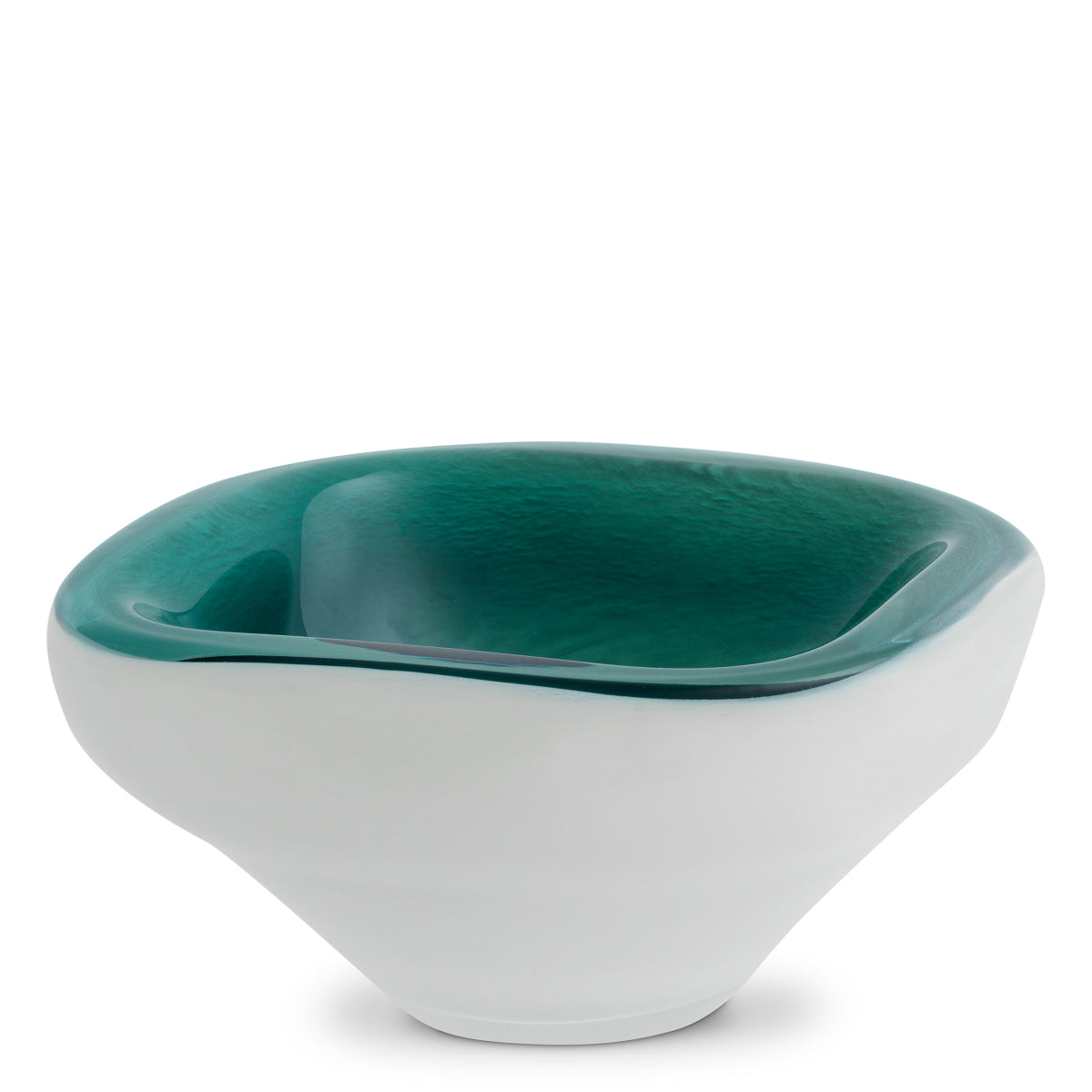 Bol decorativ Aureum, sticlă verde închis/albă