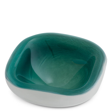 Bol decorativ Aureum, sticlă verde închis/albă