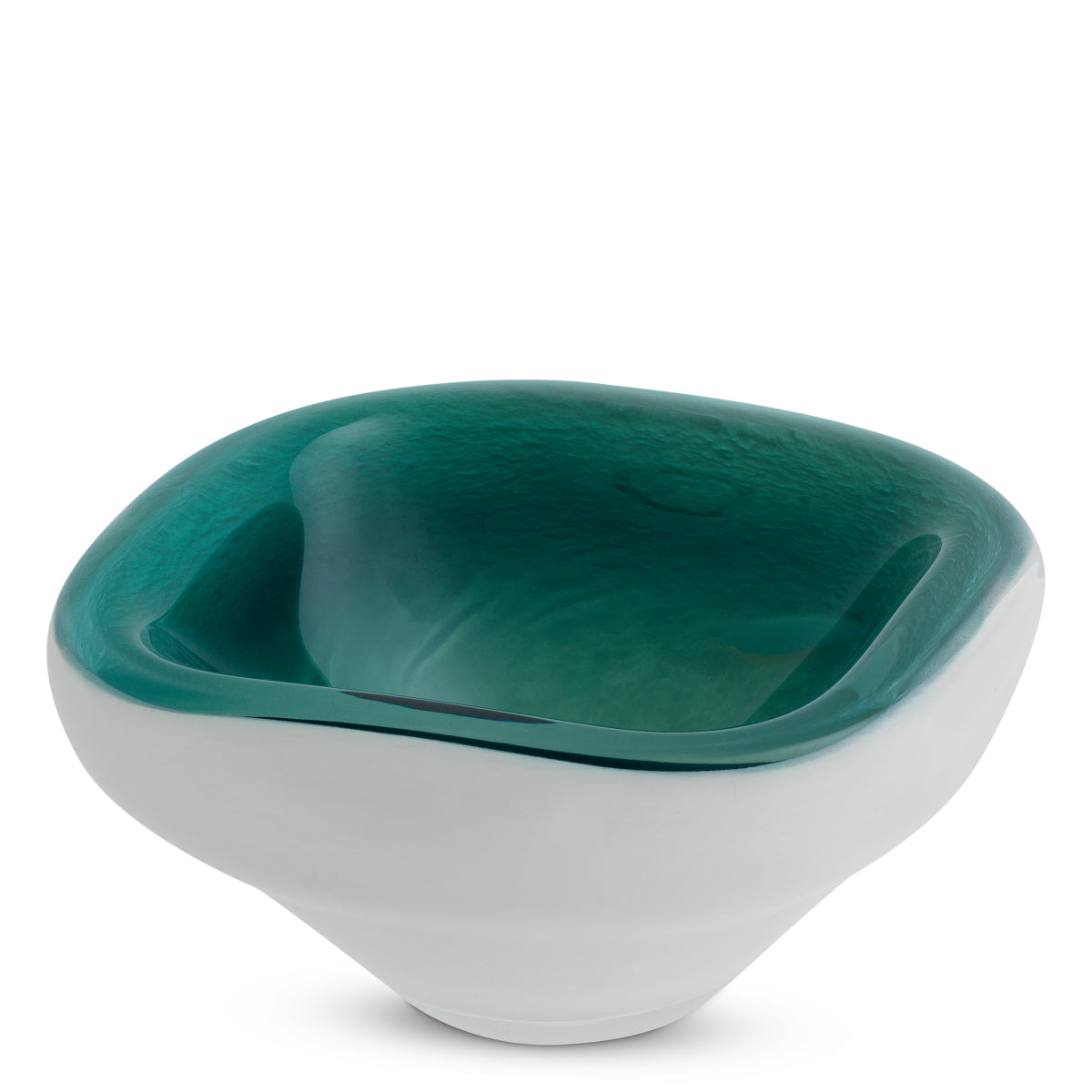 Bol decorativ Aureum, sticlă verde închis/albă