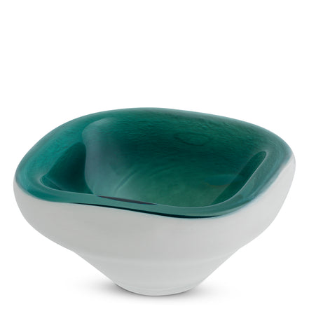 Bol decorativ Aureum, sticlă verde închis/albă