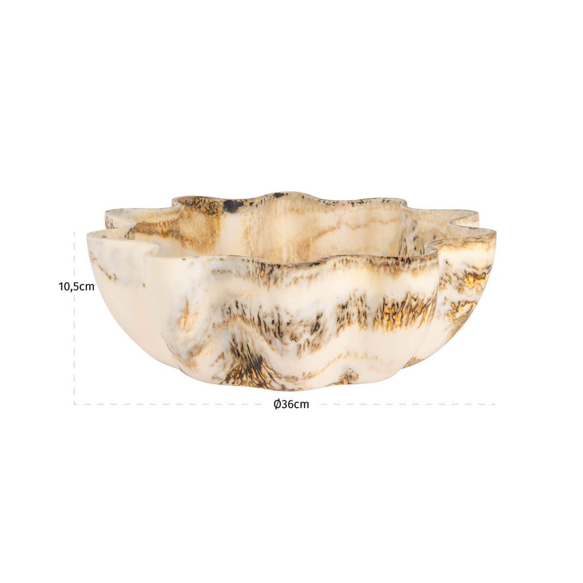 Bol decorativ Lotus, natural – desen tehnic cu dimensiuni