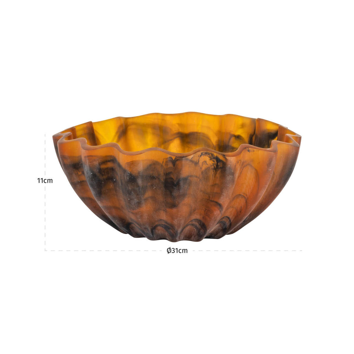 Bol decorativ Meadow, carapace de țestoasă, mare – desen tehnic cu dimensiuni
