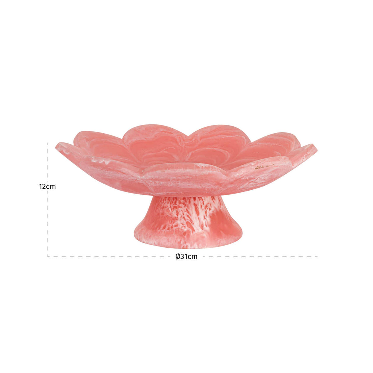 Bol decorativ Peony, roz – desen tehnic cu dimensiuni