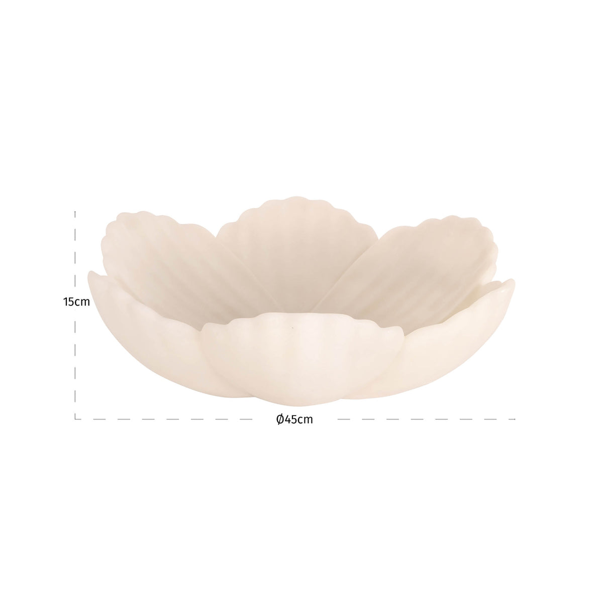 Bol decorativ Xena, alb, L – desen tehnic cu dimensiuni