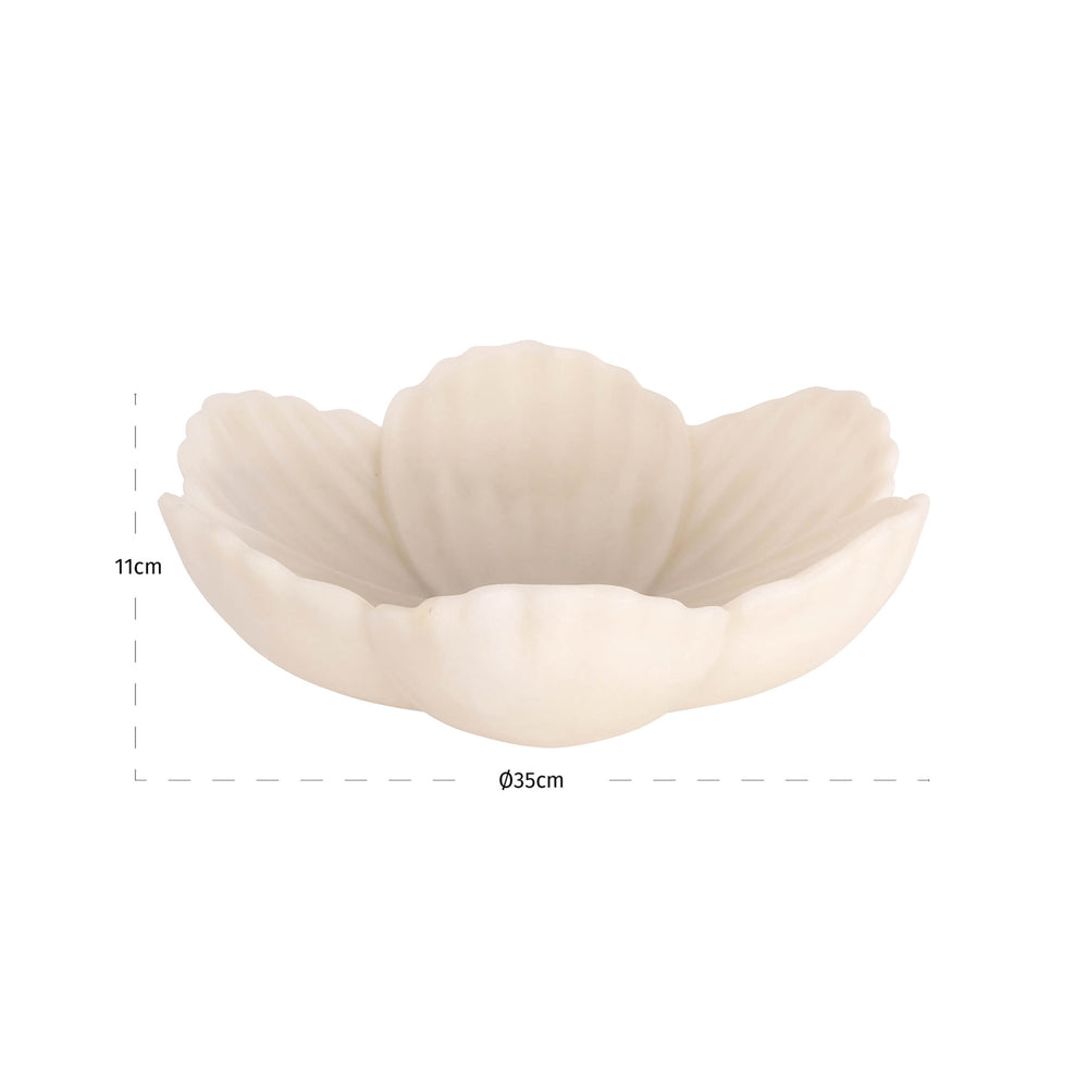 Bol decorativ Xena, alb, S – desen tehnic cu dimensiuni