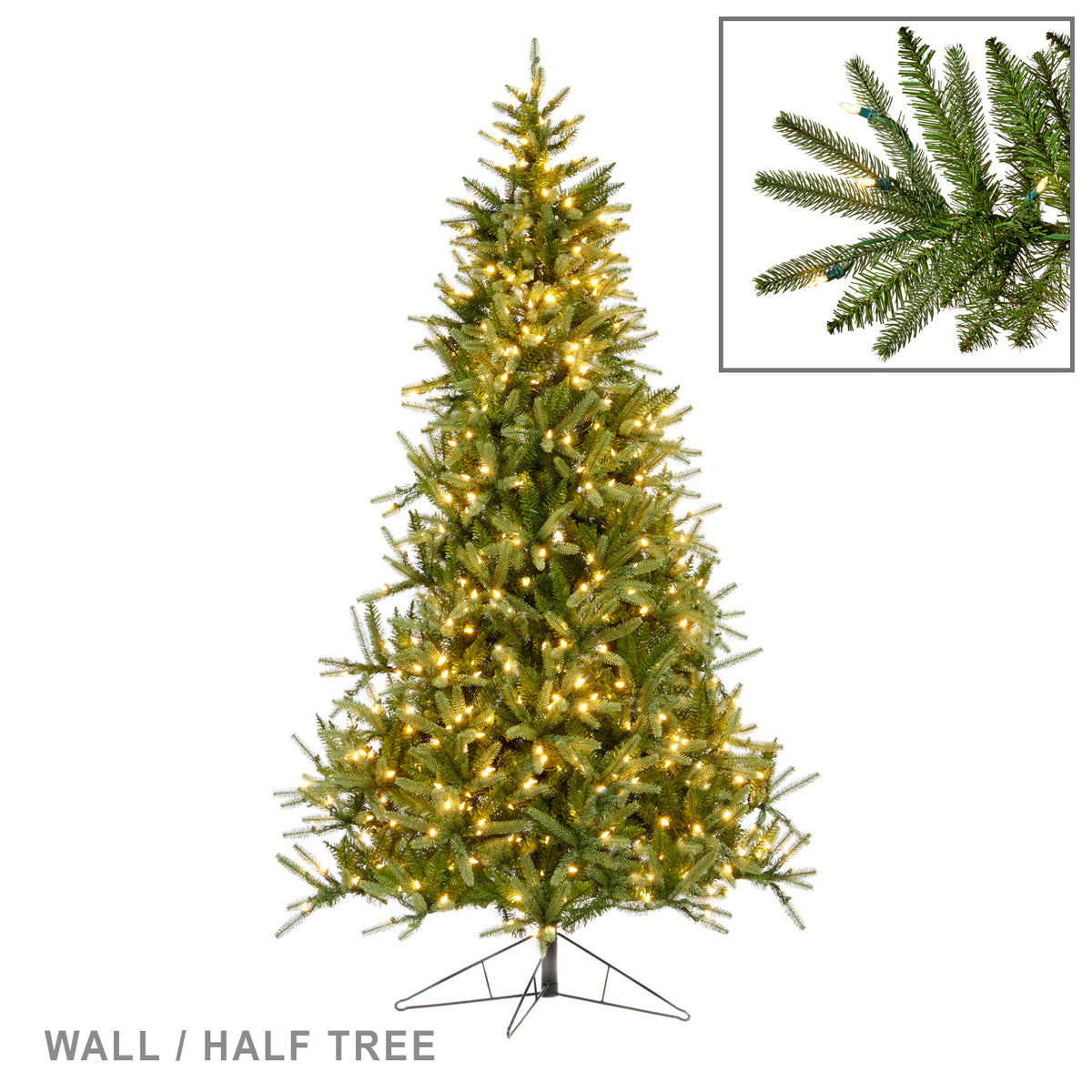 Brad artificial Beaumont mix de perete cu 400 LED-uri, verde, 229 cm, 1109 vârfuri
