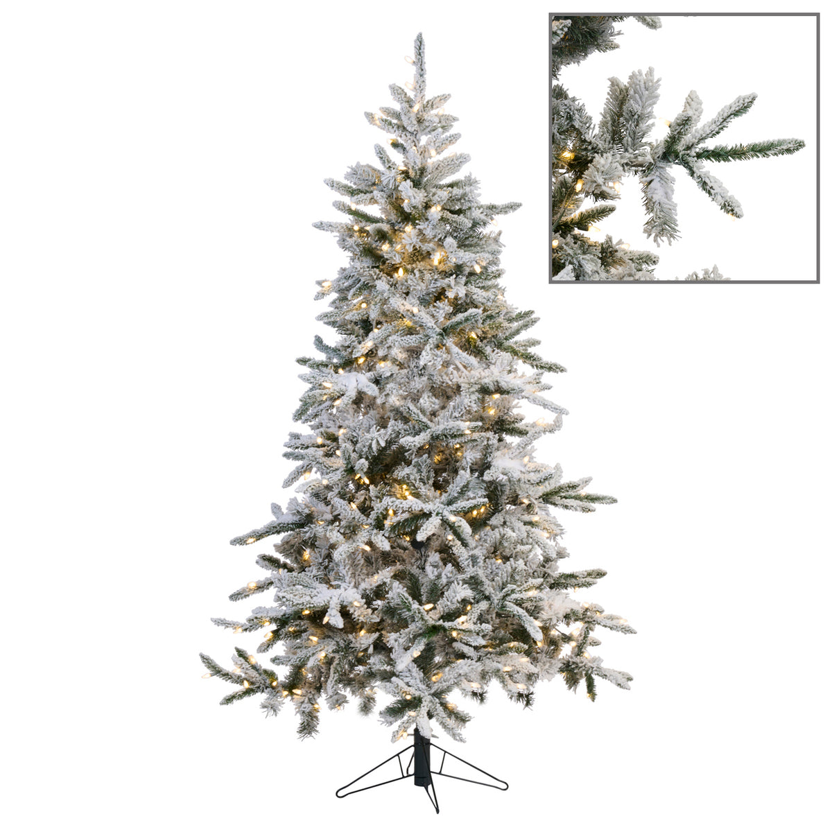 Brad artificial cu înzăpezire medie și 350 LED-uri, alb, 183 cm, 735 de vârfuri