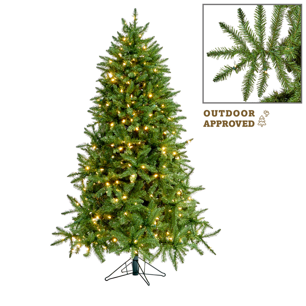 Brad artificial de exterior cu 400 LED-uri, 180 cm, 1100 vârfuri
