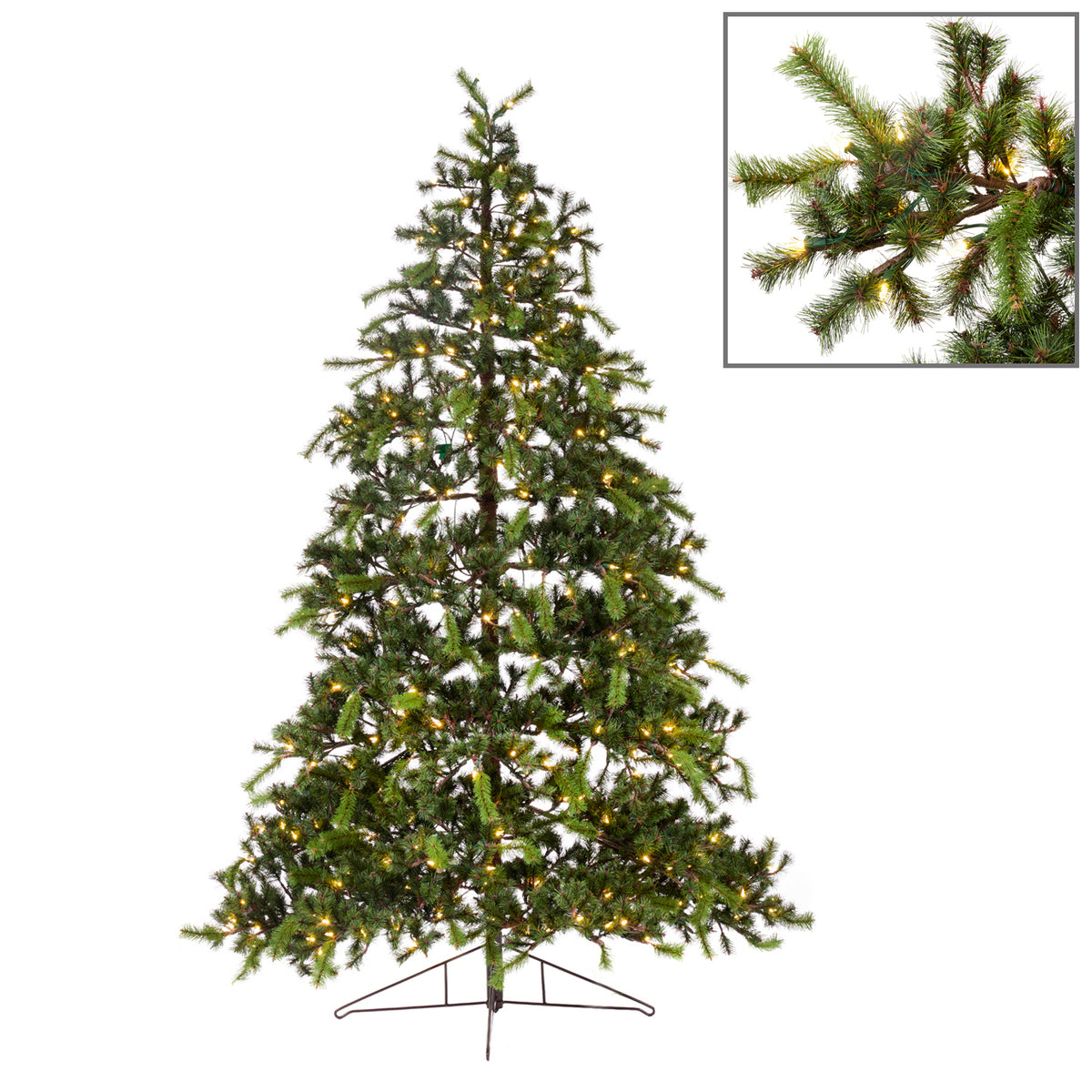 Brad artificial decorativ de perete cu 300 LED-uri, verde, 229 cm, 2415 vârfuri