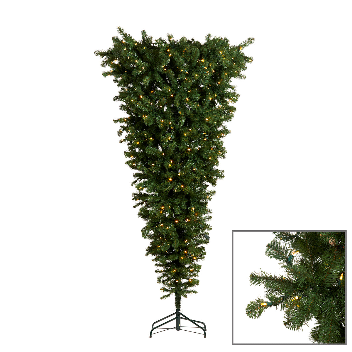 Brad artificial invers cu 200 LED-uri, verde, 153 cm, 499 de vârfuri