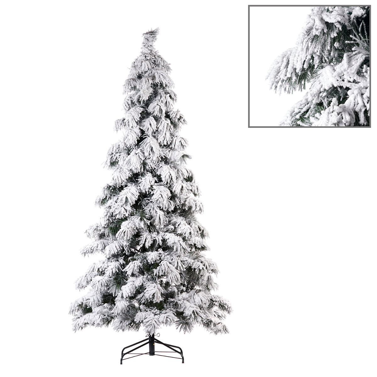 Brad artificial înzăpezit, alb/verde, 229 cm, 581 de vârfuri