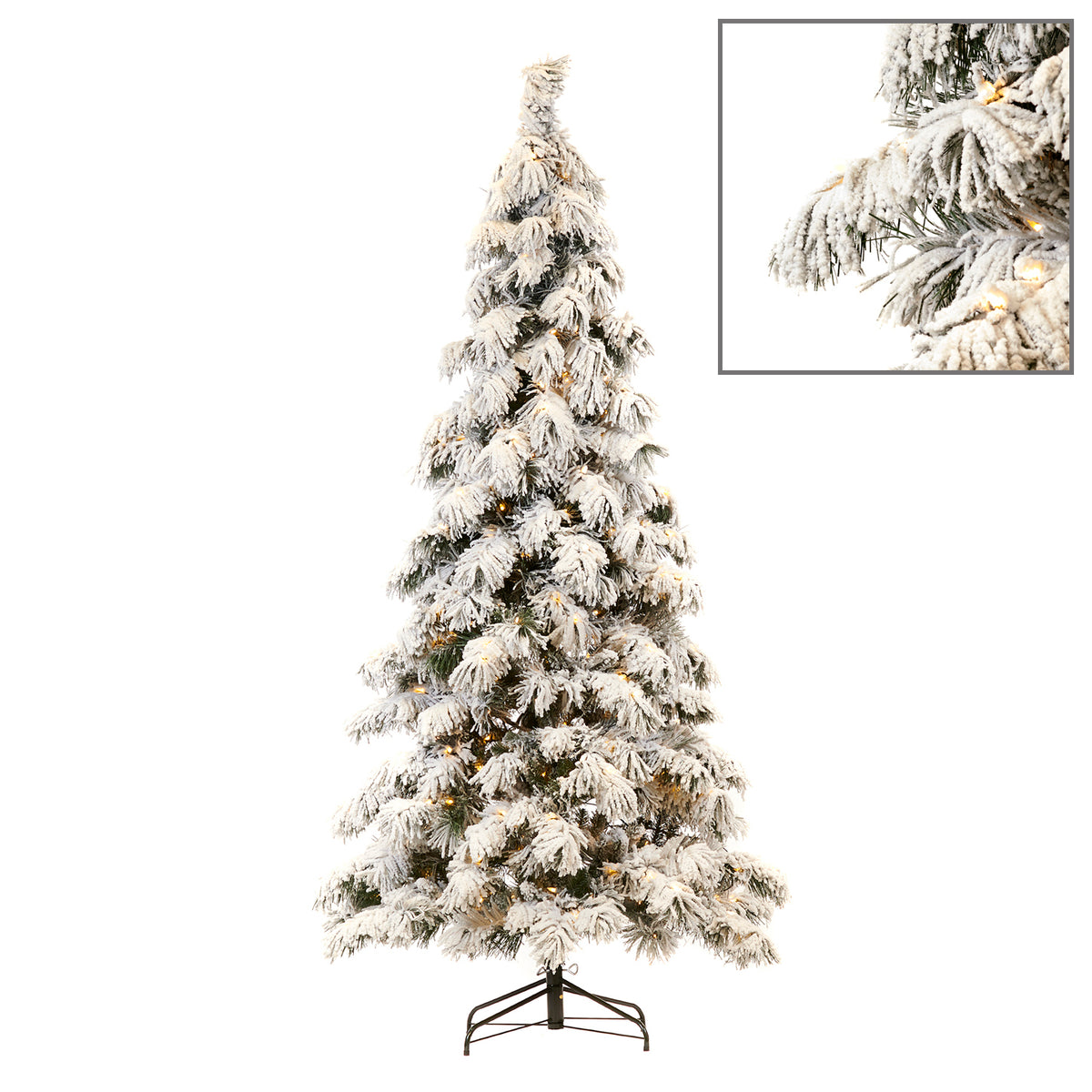 Brad artificial înzăpezit cu 400 LED-uri, alb/verde, 229 cm, 581 de vârfuri