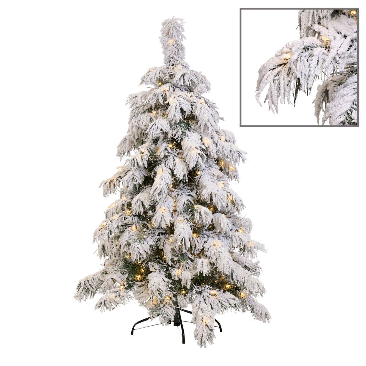 Brad artificial înzăpezit cu ace și 250 LED-uri, alb, 152 cm, 344 de vârfuri