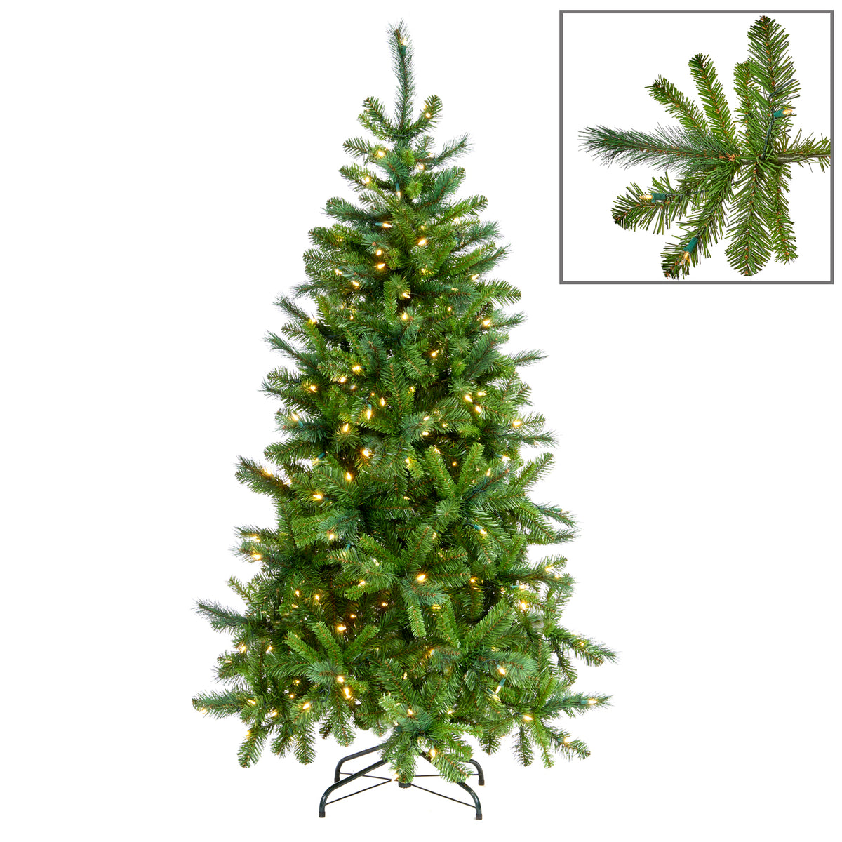 Brad artificial mix cu 500 LED-uri, verde, 225 cm, 1405 vârfuri