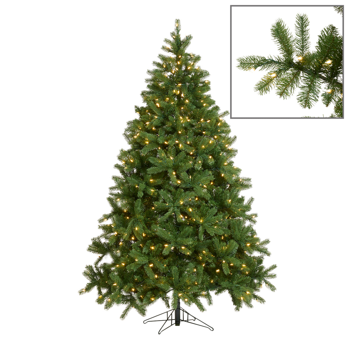 Brad artificial Northmann cu 550 LED-uri, verde, 213 cm, 1497 de vârfuri