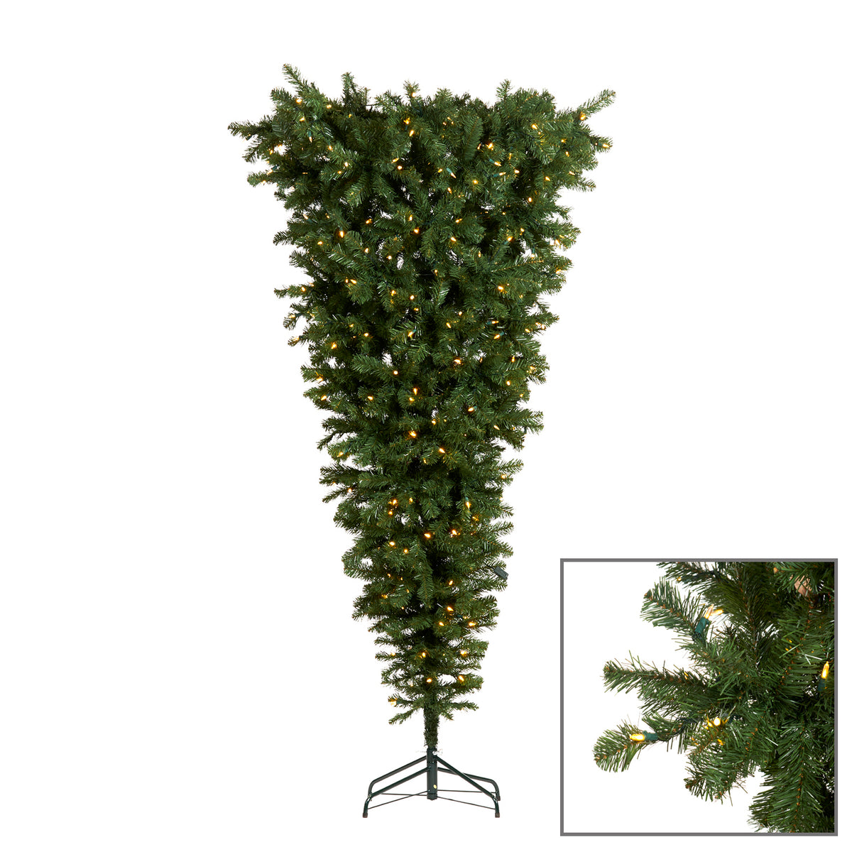 Brad artificial răsturnat cu 350 LED-uri, verde, 200 cm, 1060 de vârfuri