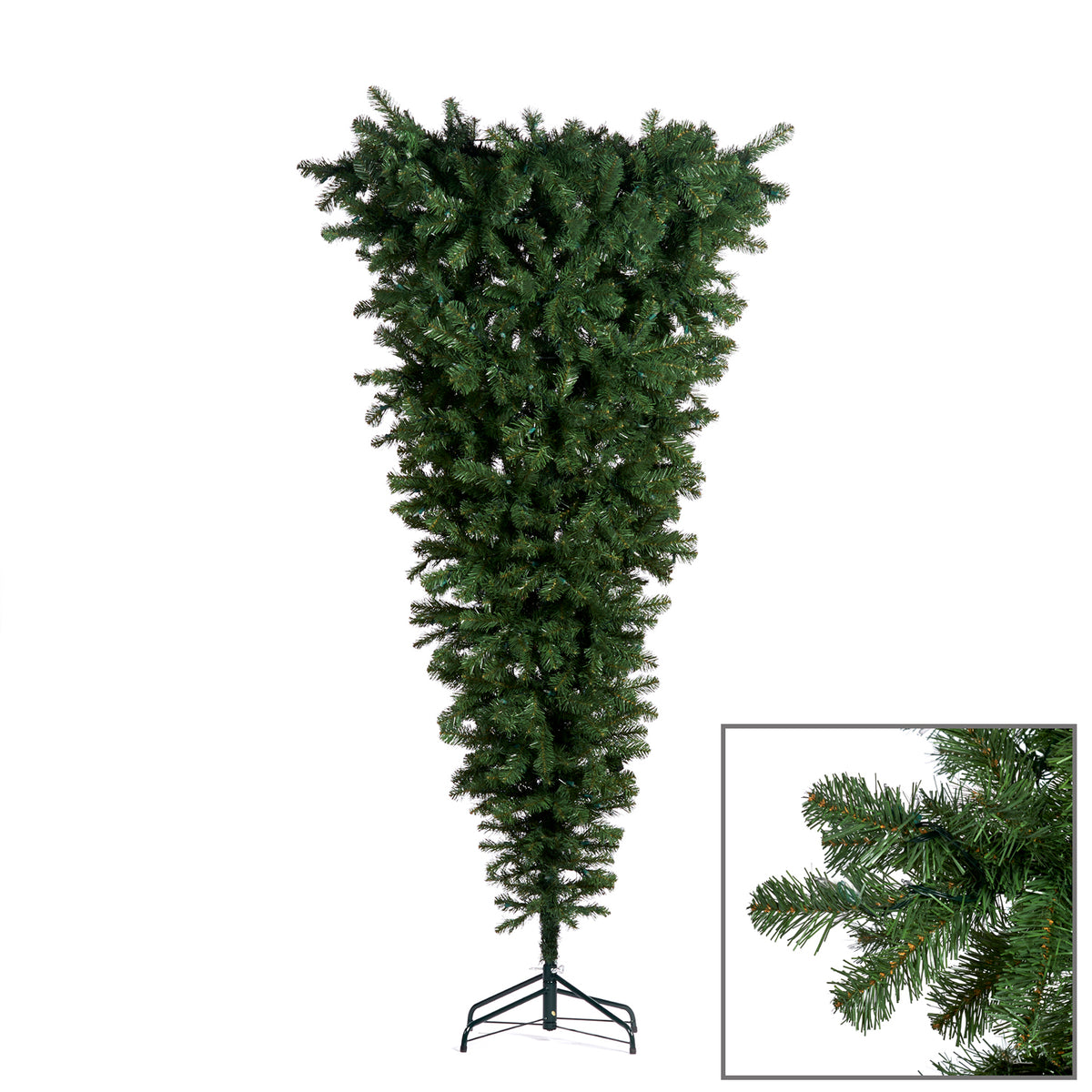 Brad artificial răsturnat, verde, 153 cm, 499 de vârfuri