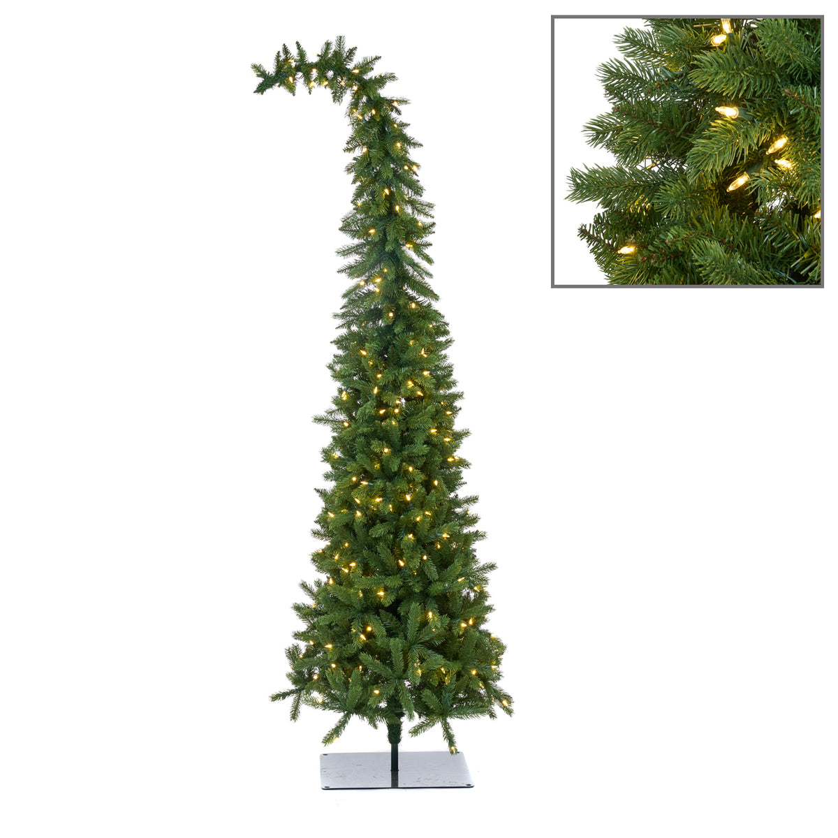 Brad artificial semiarc cu 300 LED-uri, verde, 213 cm, 1135 de vârfuri