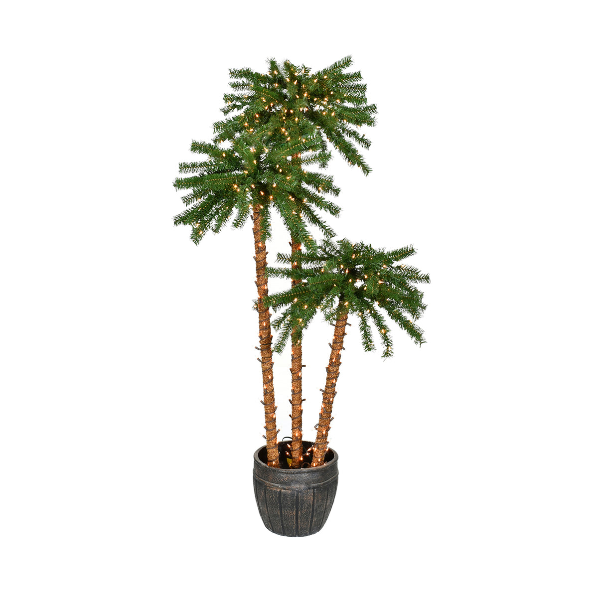 Brad artificial tip palmier cu 500 LED-uri, verde, 183 cm, 117 vârfuri