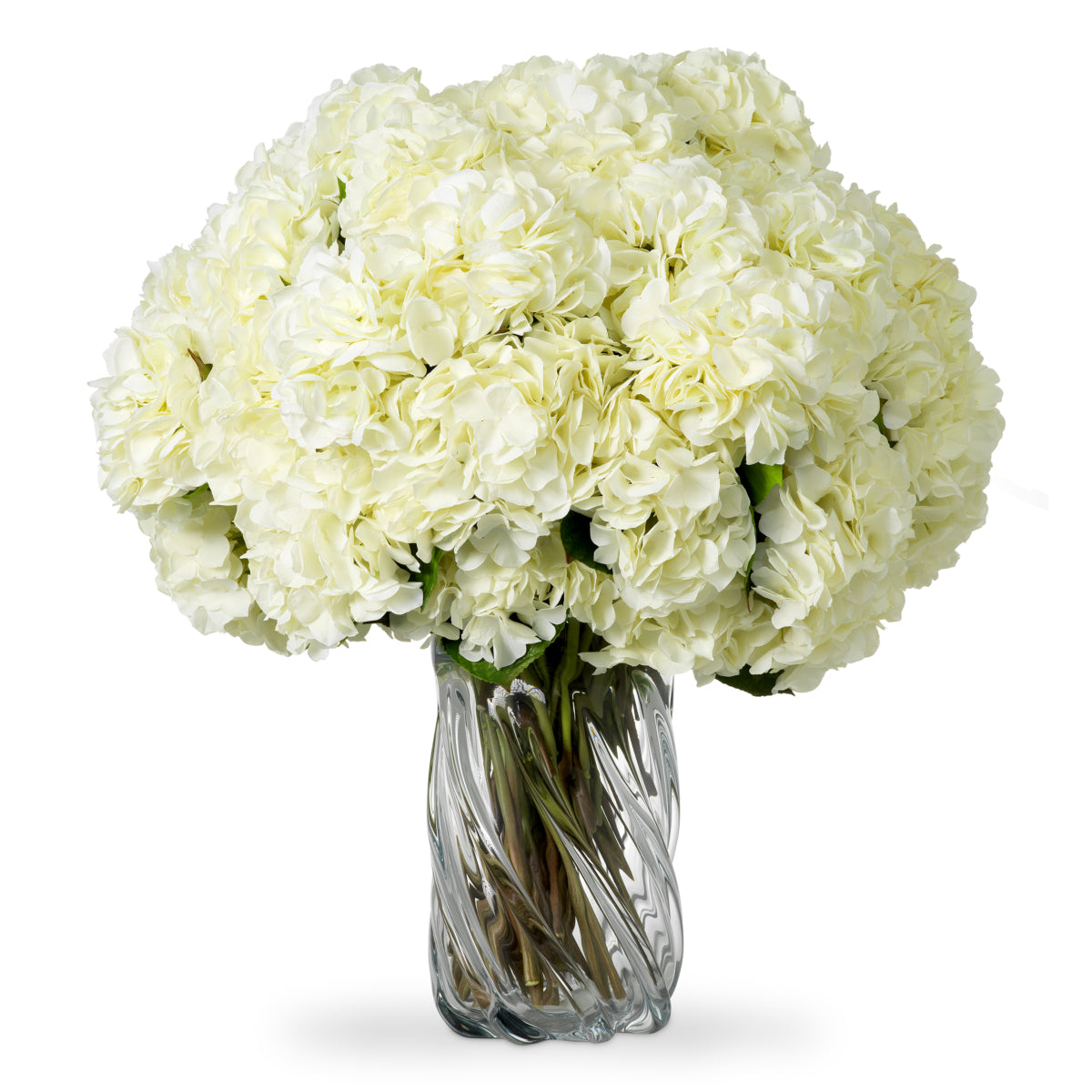Buchet de hortensii, nuanțe de alb, cu aspect natural, 48 fire