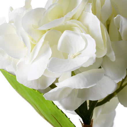 Buchet de hortensii, nuanțe de alb, cu aspect natural, 48 fire