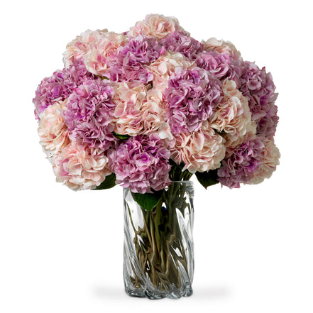 Buchet de hortensii, nuanțe de roz, cu aspect natural, 48 fire