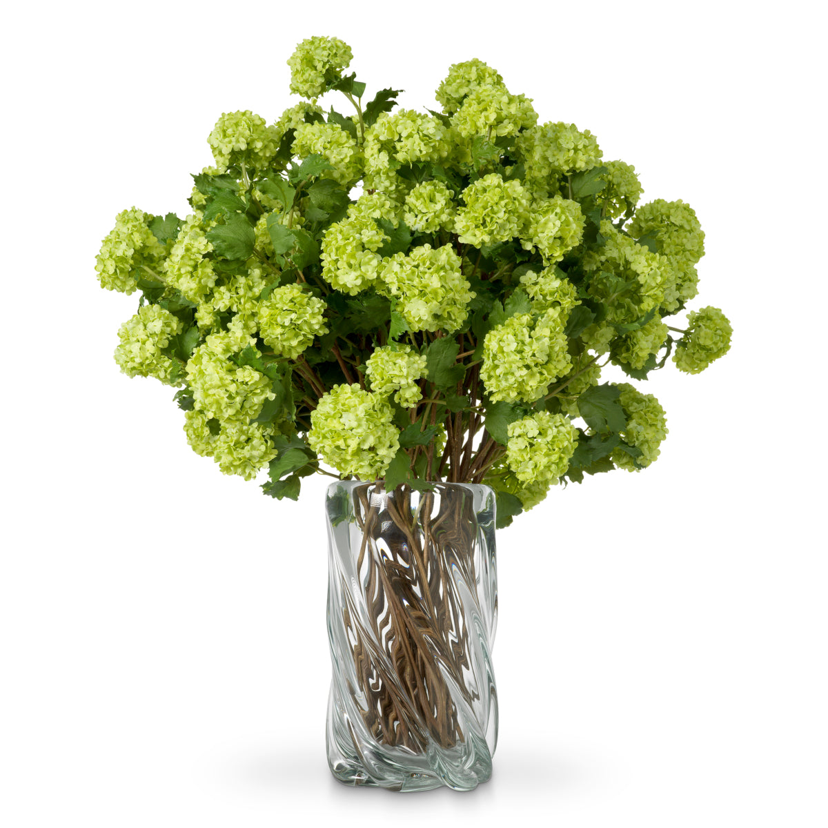 Buchet de hortensii snowball, verde, cu aspect natural, 36 fire
